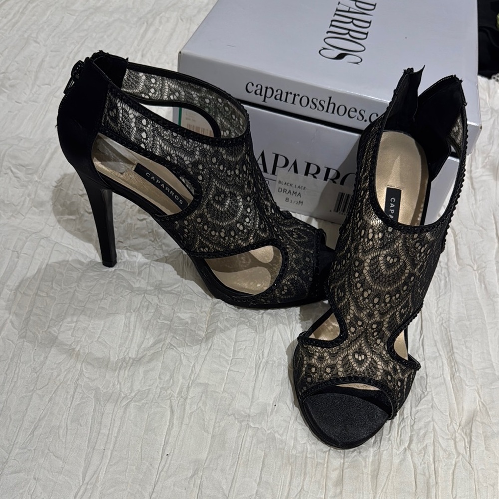 Caparros Black Lace Women's Heels